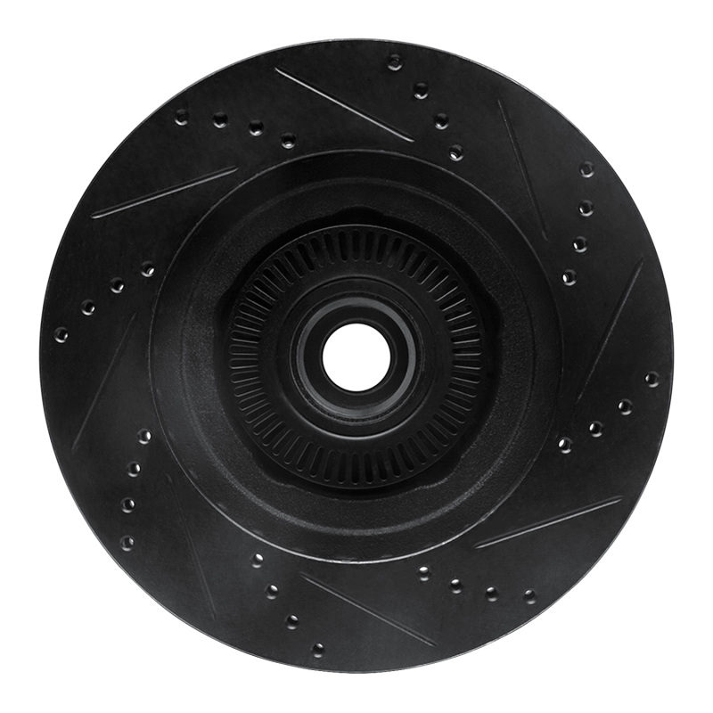 Ford Explorer Sport Brake Rotor (1) - Front Left - R1 Concepts - Drilled & Slotted - Black - `01-`05